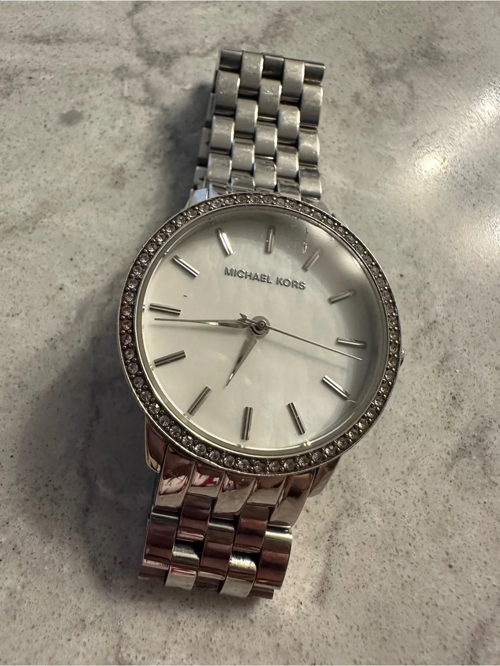 Michael Kors Silver Crystal-Trim Stainless Steel Watch